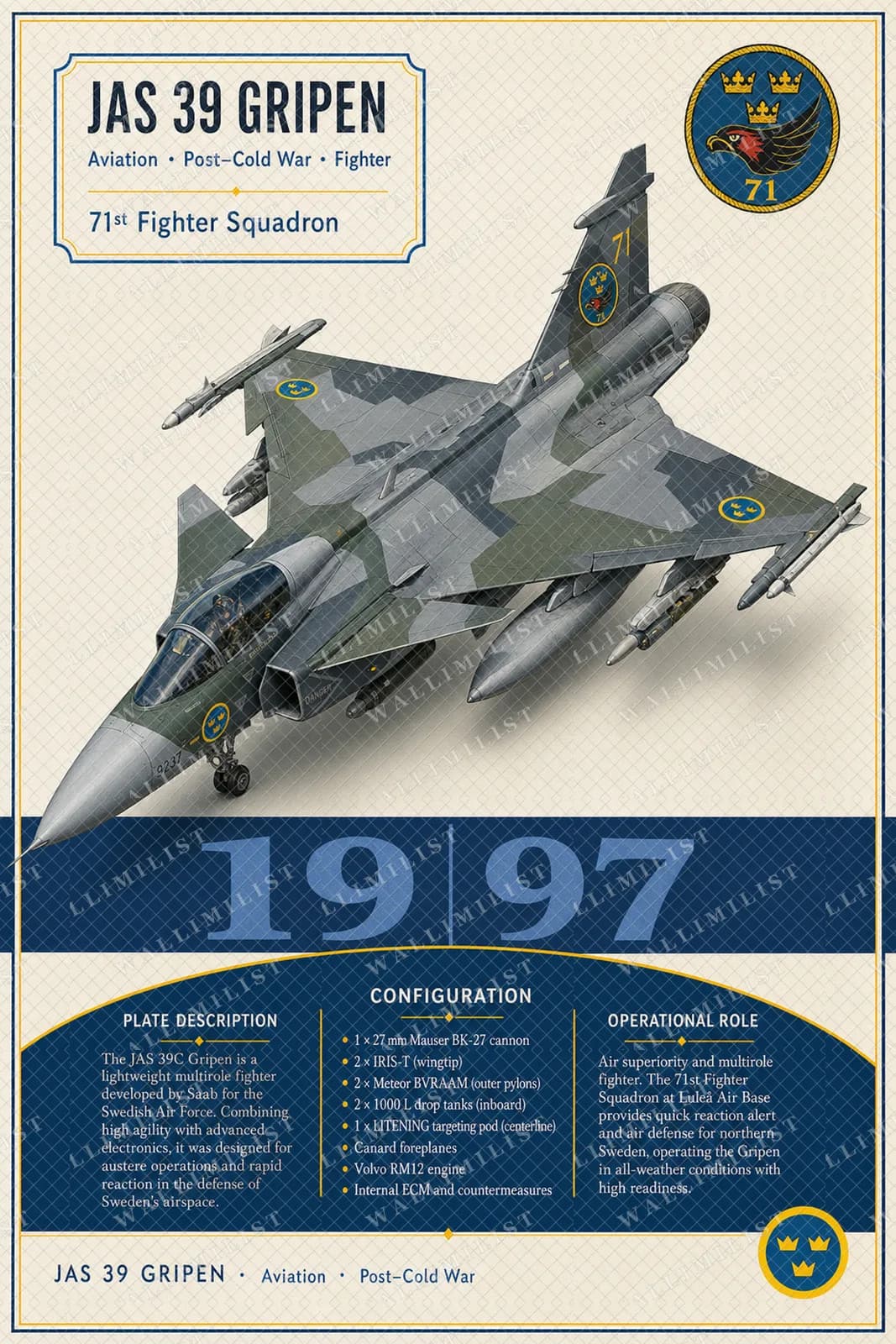 Actual watermarked print of JAS 39 Gripen