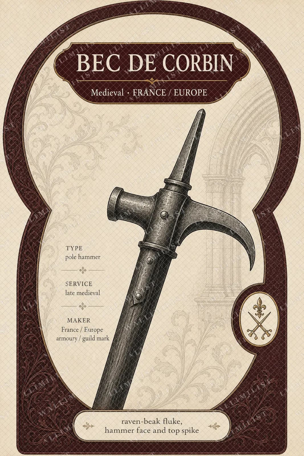 Actual watermarked print of Bec de Corbin — Forgotten Weapons
