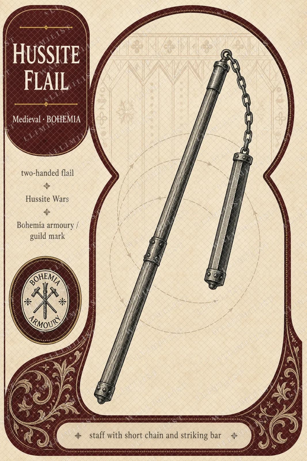 Actual watermarked print of Hussite Flail — Forgotten Weapons