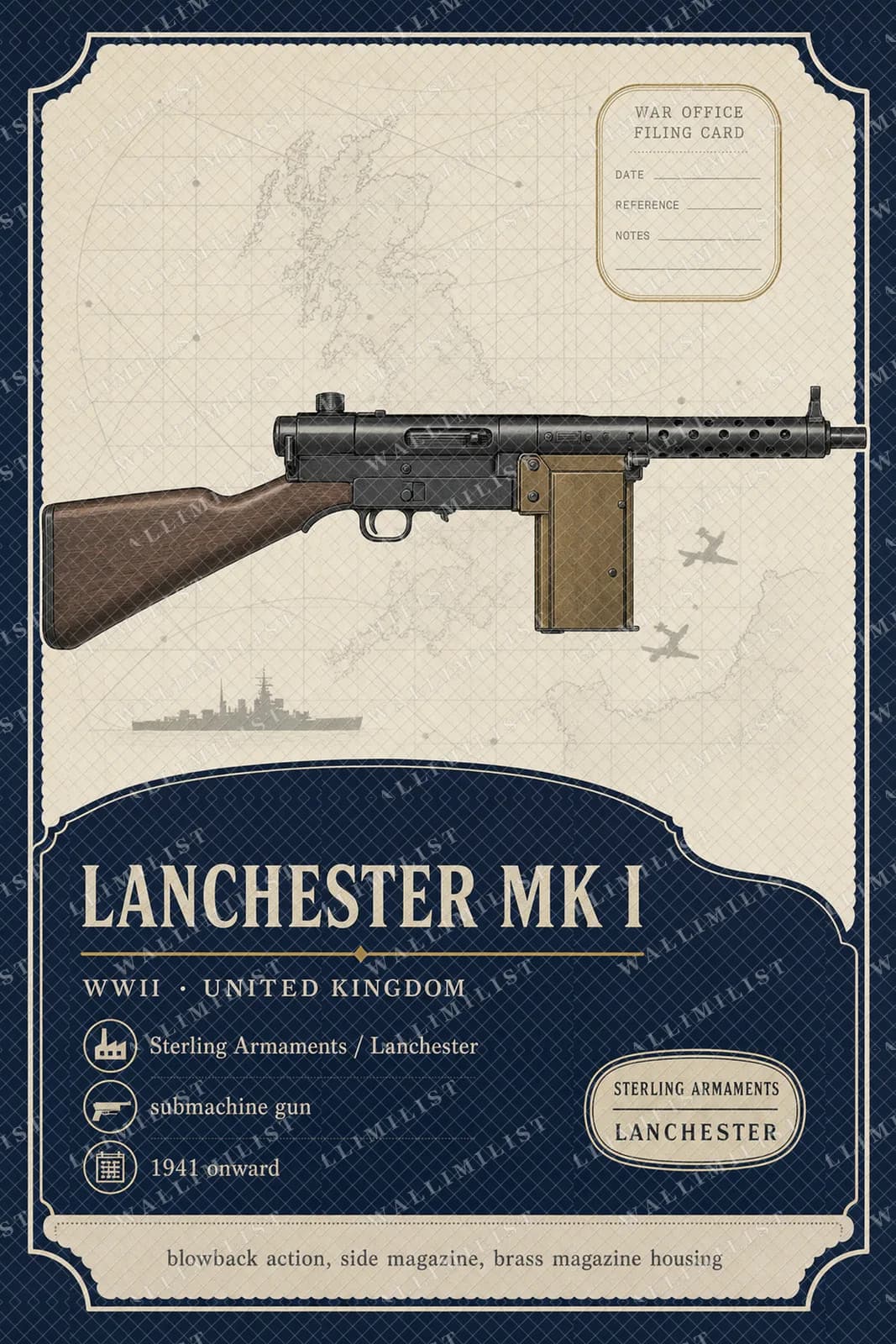 Actual watermarked print of Lanchester Mk I — Forgotten Weapons