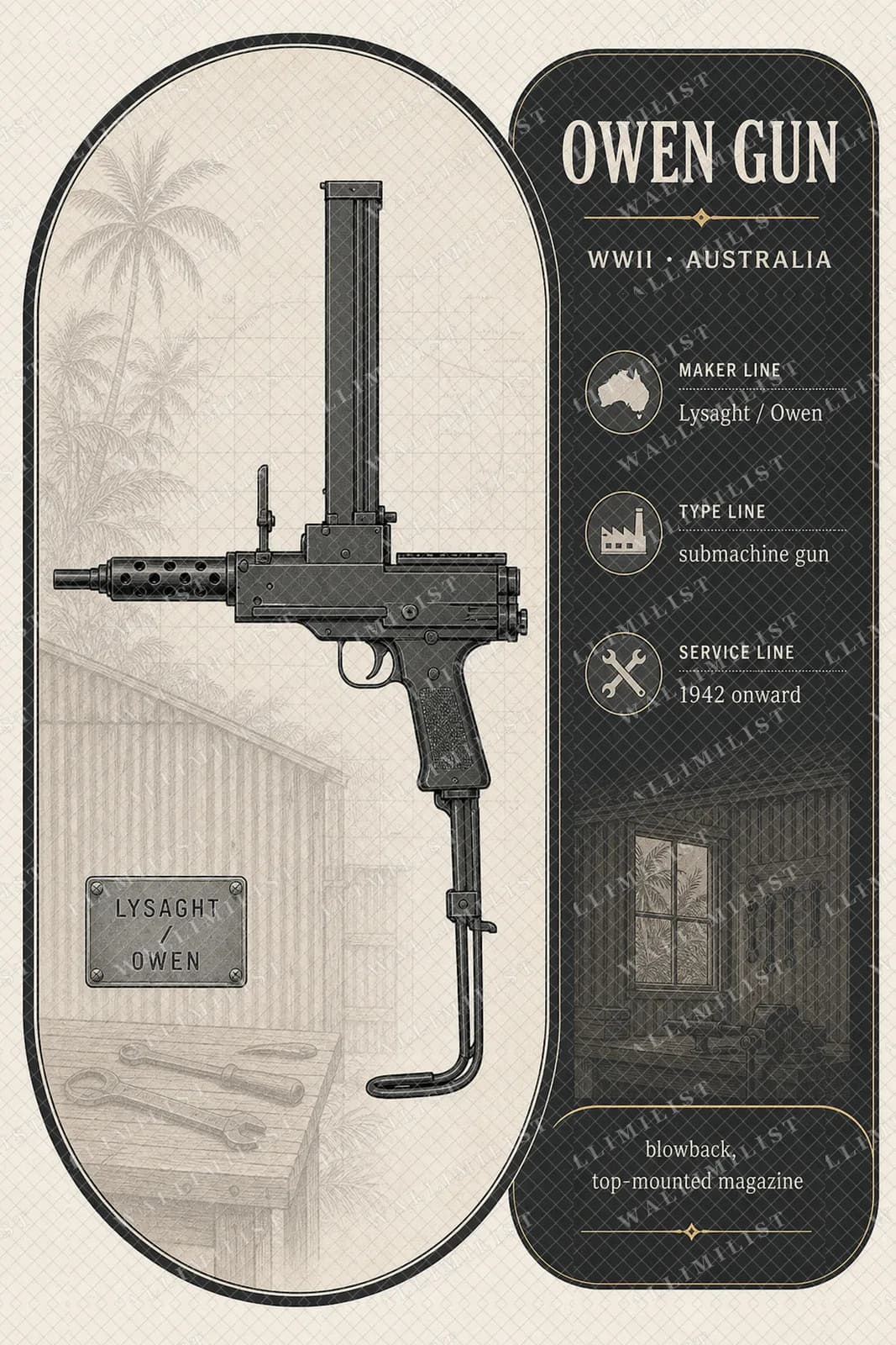 Actual watermarked print of Owen Gun — Forgotten Weapons