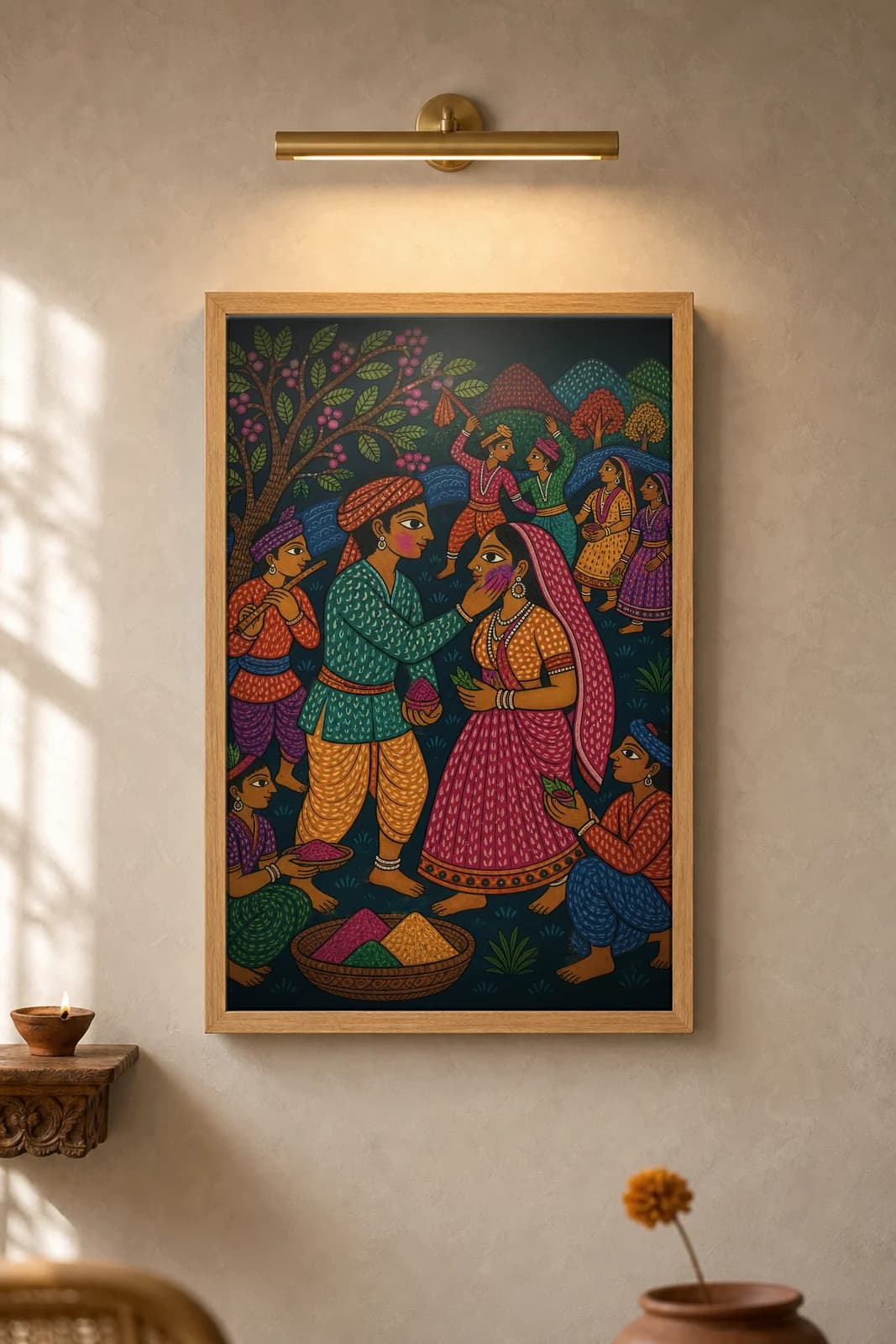 Bhagoria Courtship — framed museum print, Gond