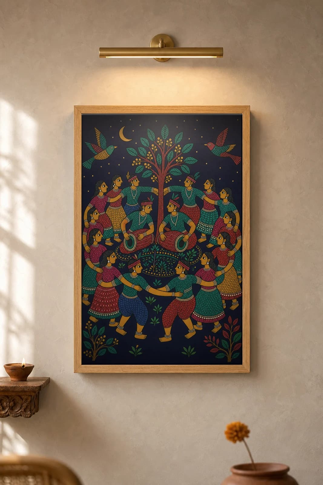 Karma Dance Night — framed museum print, Gond