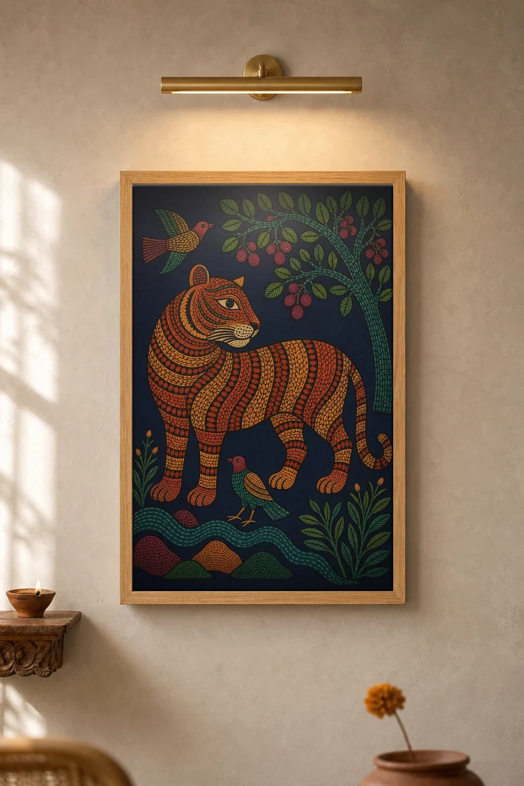 Royal Tiger — framed museum print, Gond
