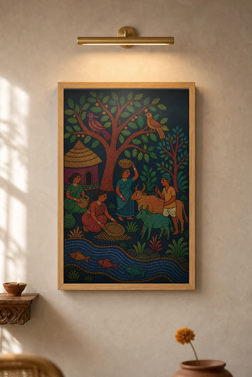 Village of the Forest — framed museum print, Gond