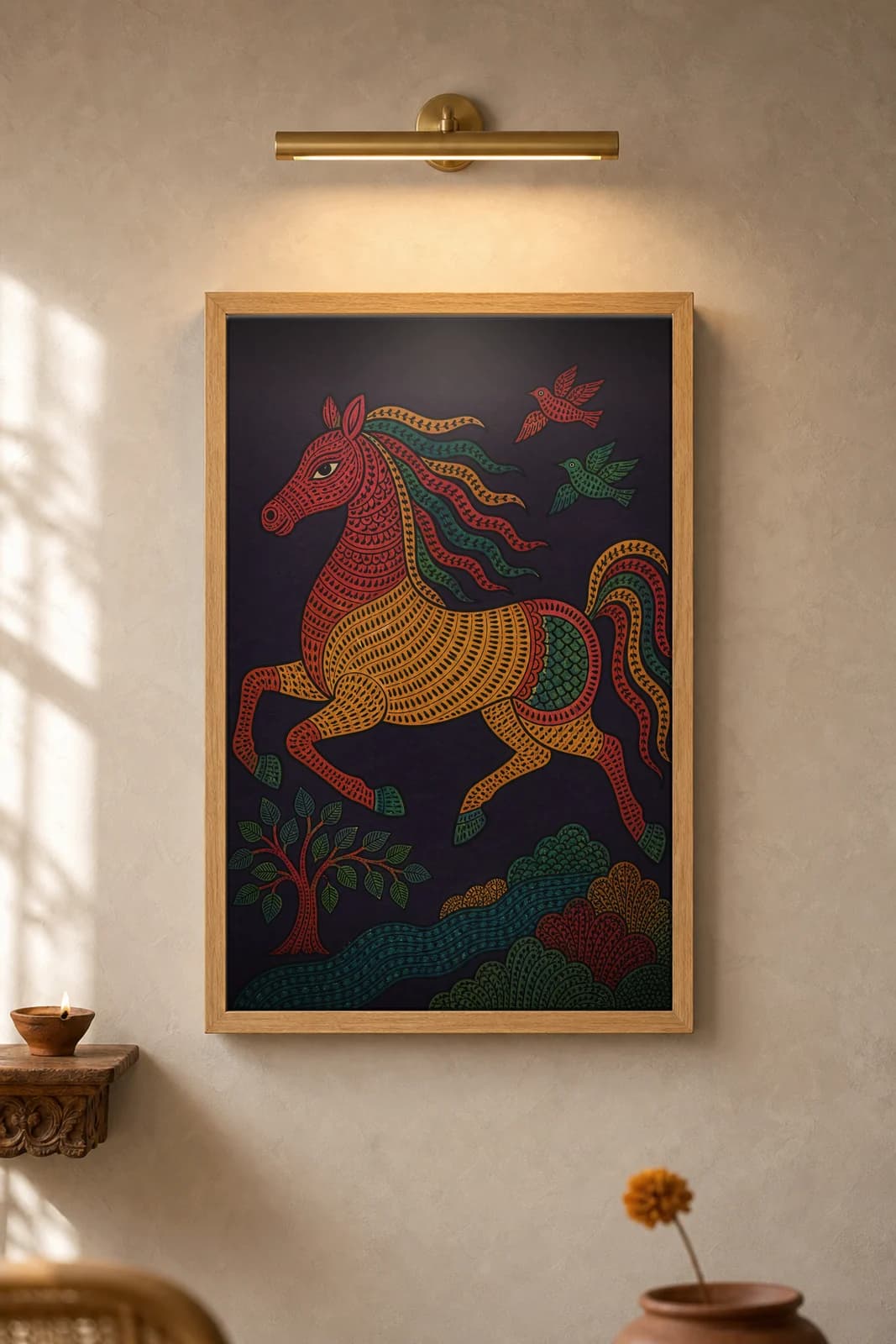 Wild Horse — framed museum print, Gond
