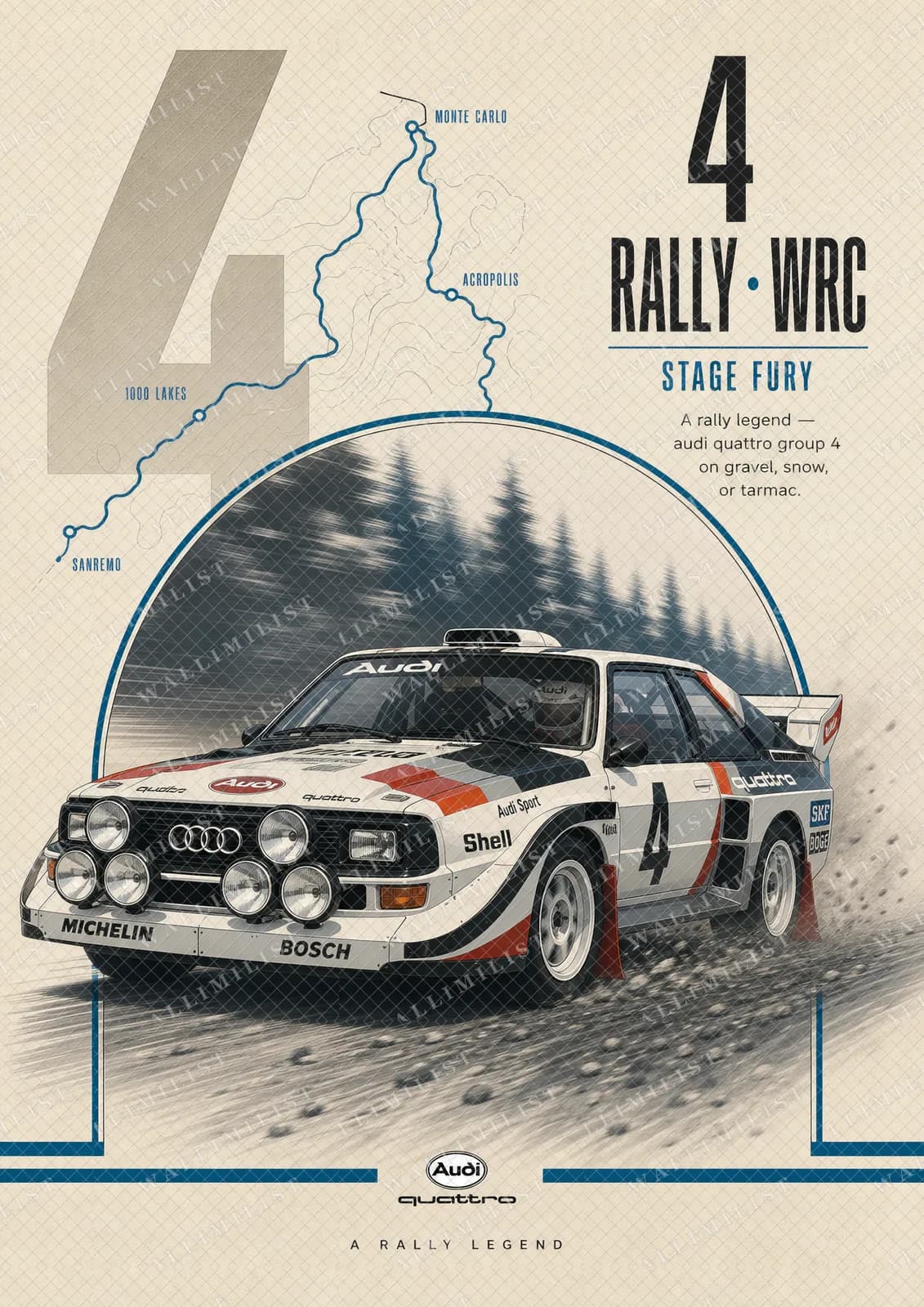 Actual watermarked print of Audi Quattro Group 4