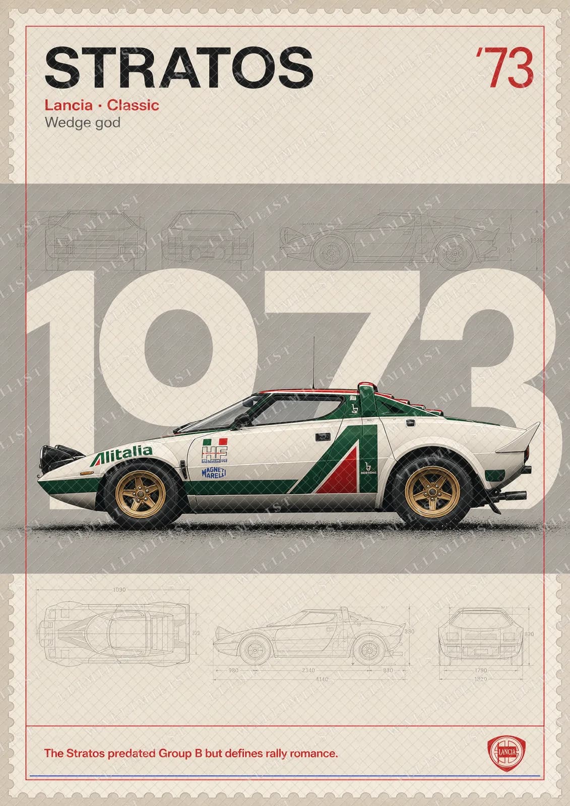 Actual watermarked print of Lancia Stratos HF