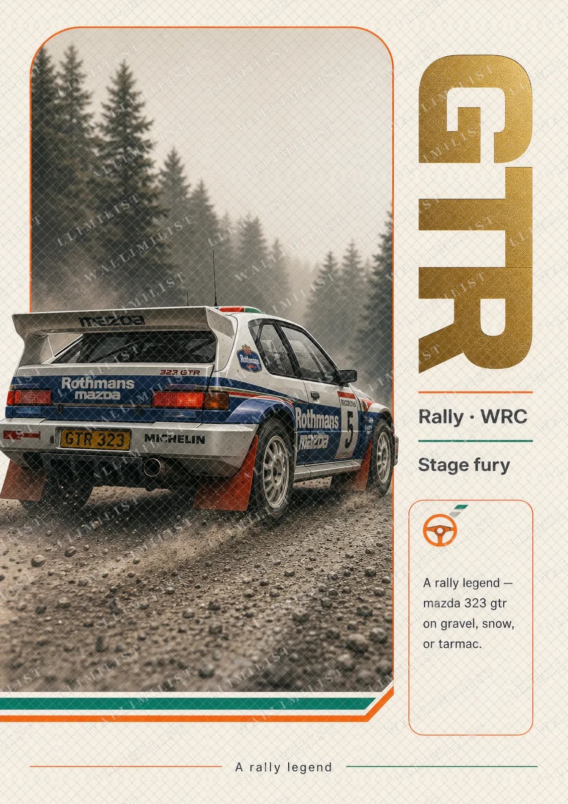 Actual watermarked print of Mazda 323 GTR