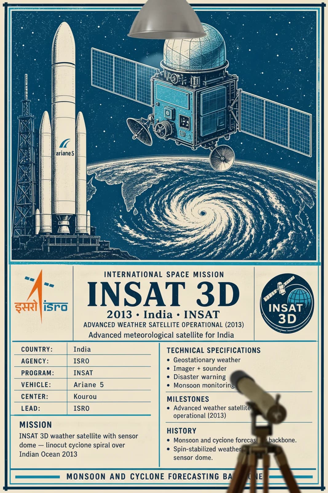 INSAT 3D international space print in black A2 frame on insat-3d-accent deep-navy wall — International Space mockup
