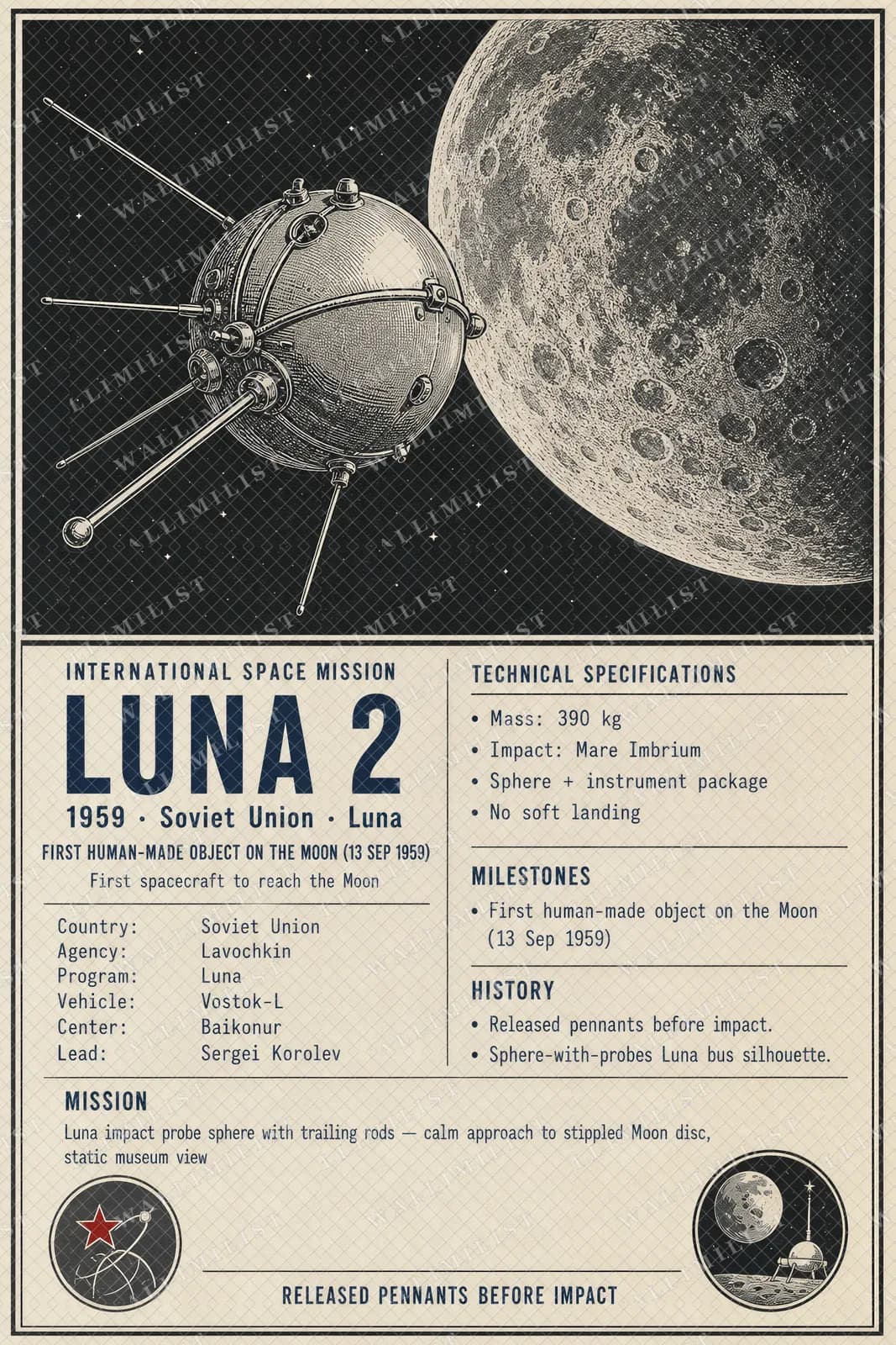Actual watermarked print of Luna 2 — International Space