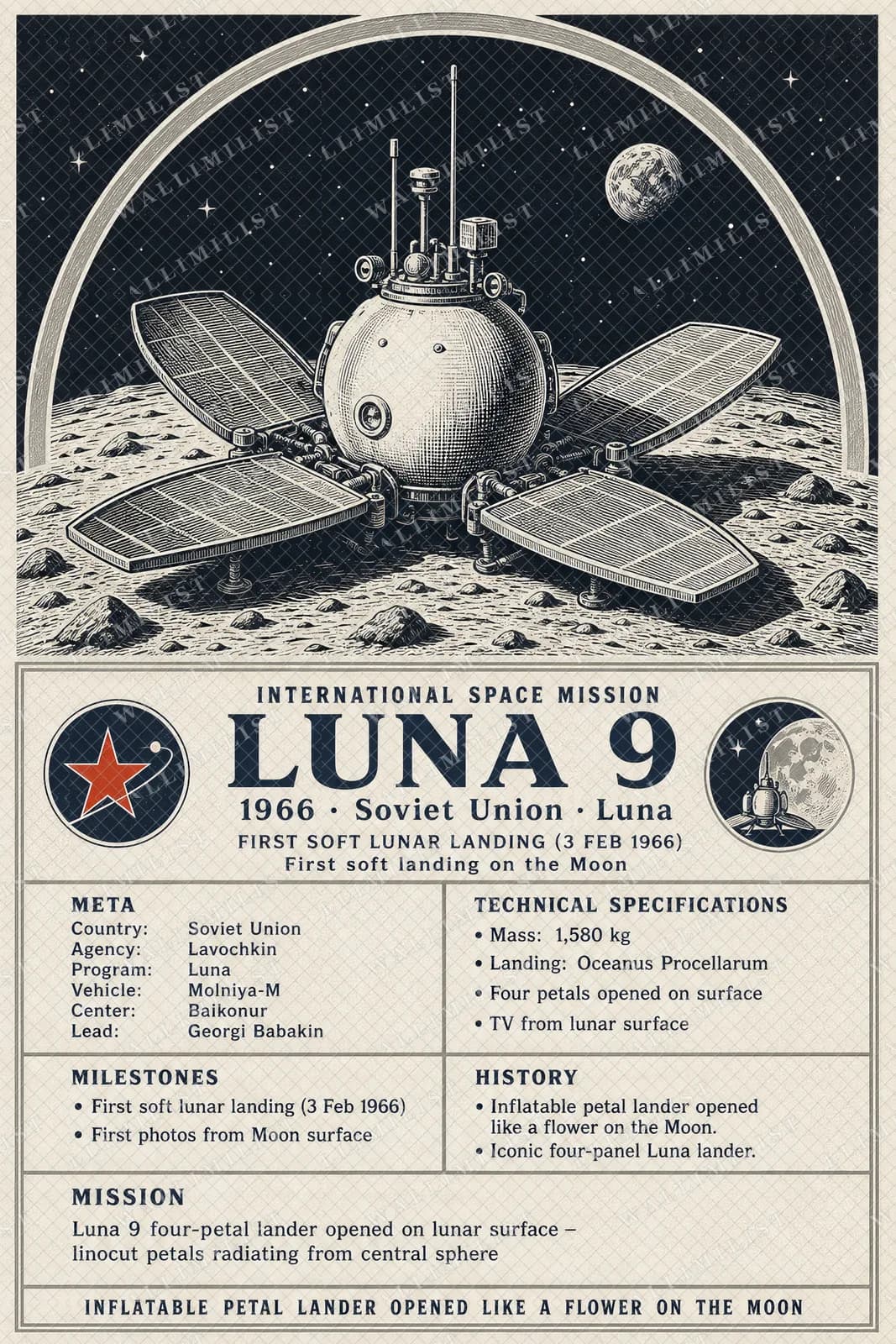 Actual watermarked print of Luna 9 — International Space
