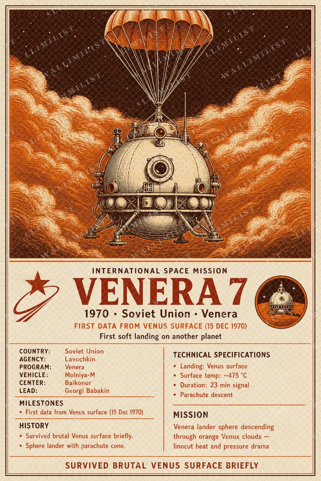 Actual watermarked print of Venera 7