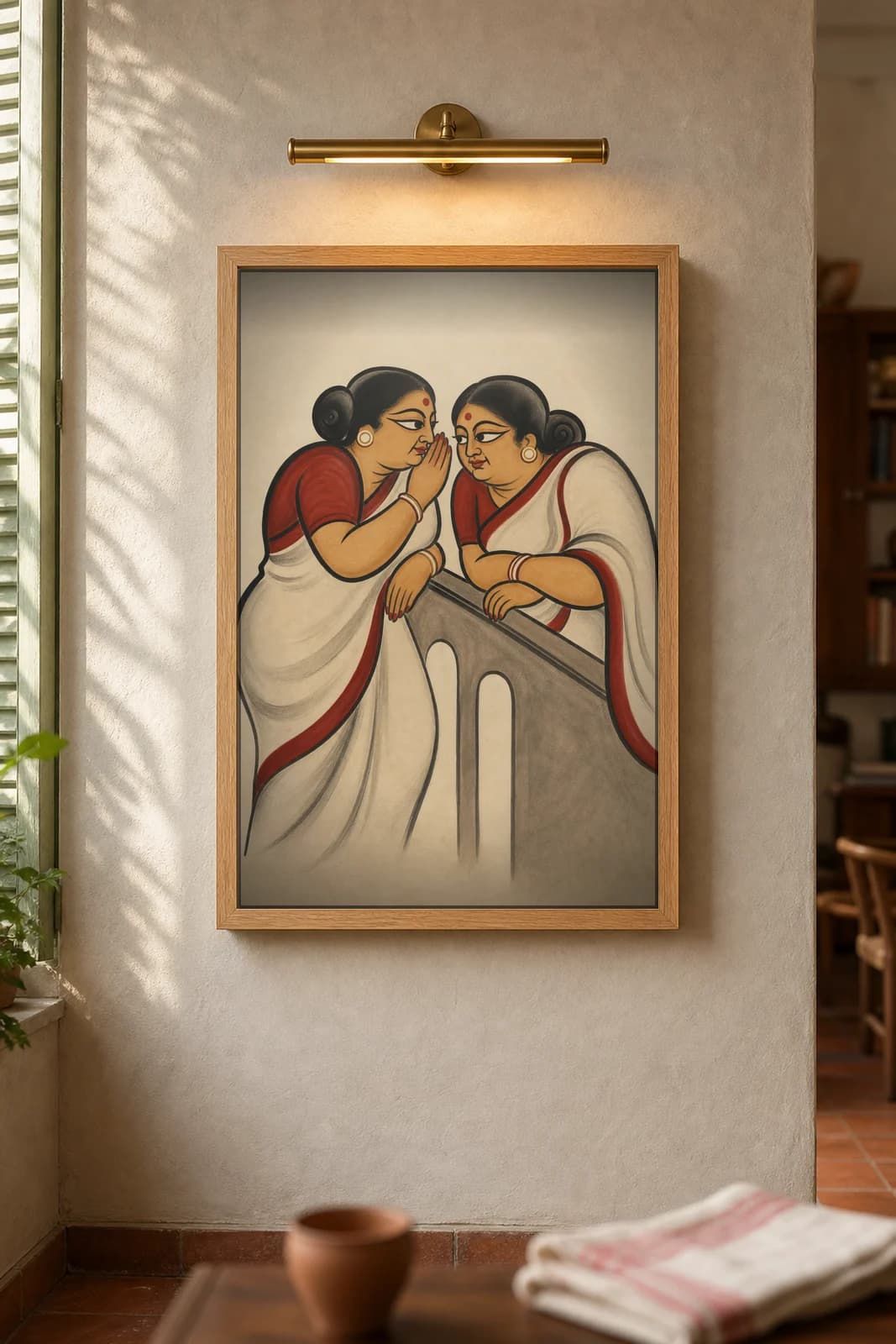 The Gossiping Kakimas — framed museum print, Kalighat