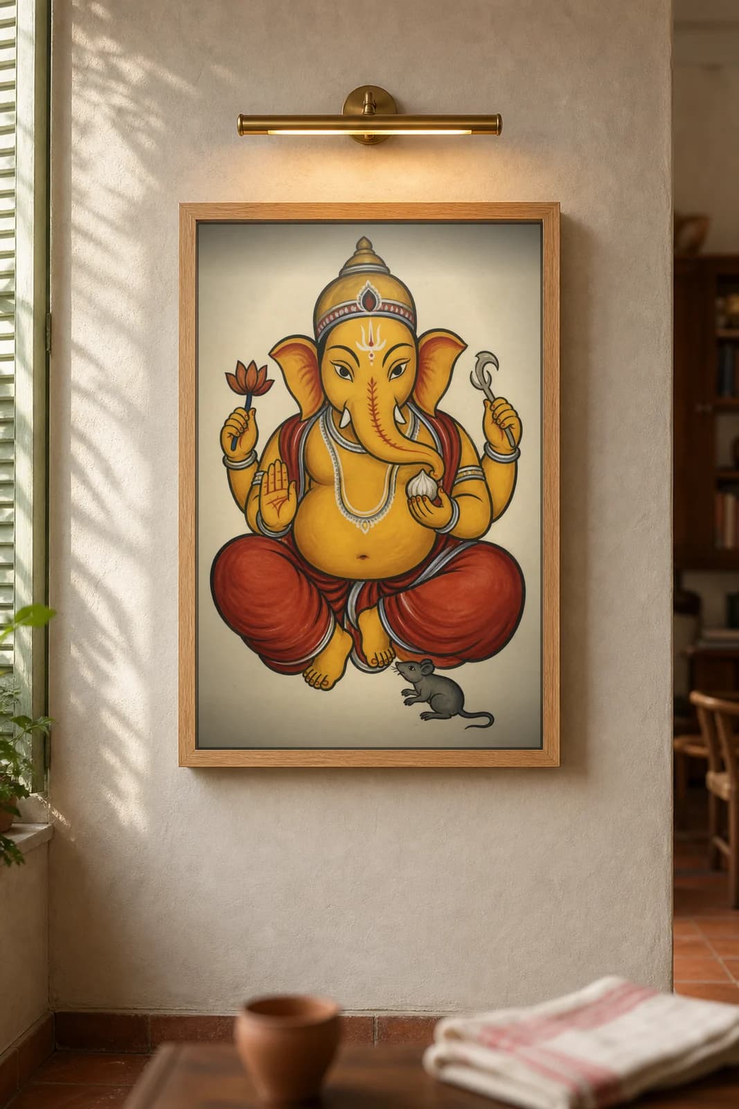 Ganesha — framed museum print, Kalighat
