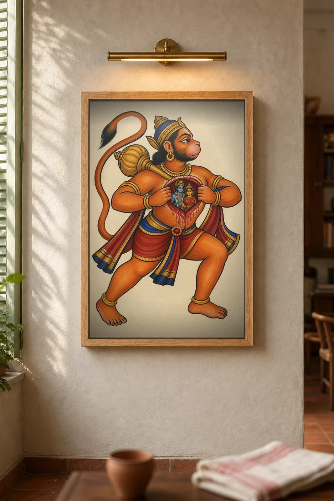 Hanuman — framed museum print, Kalighat
