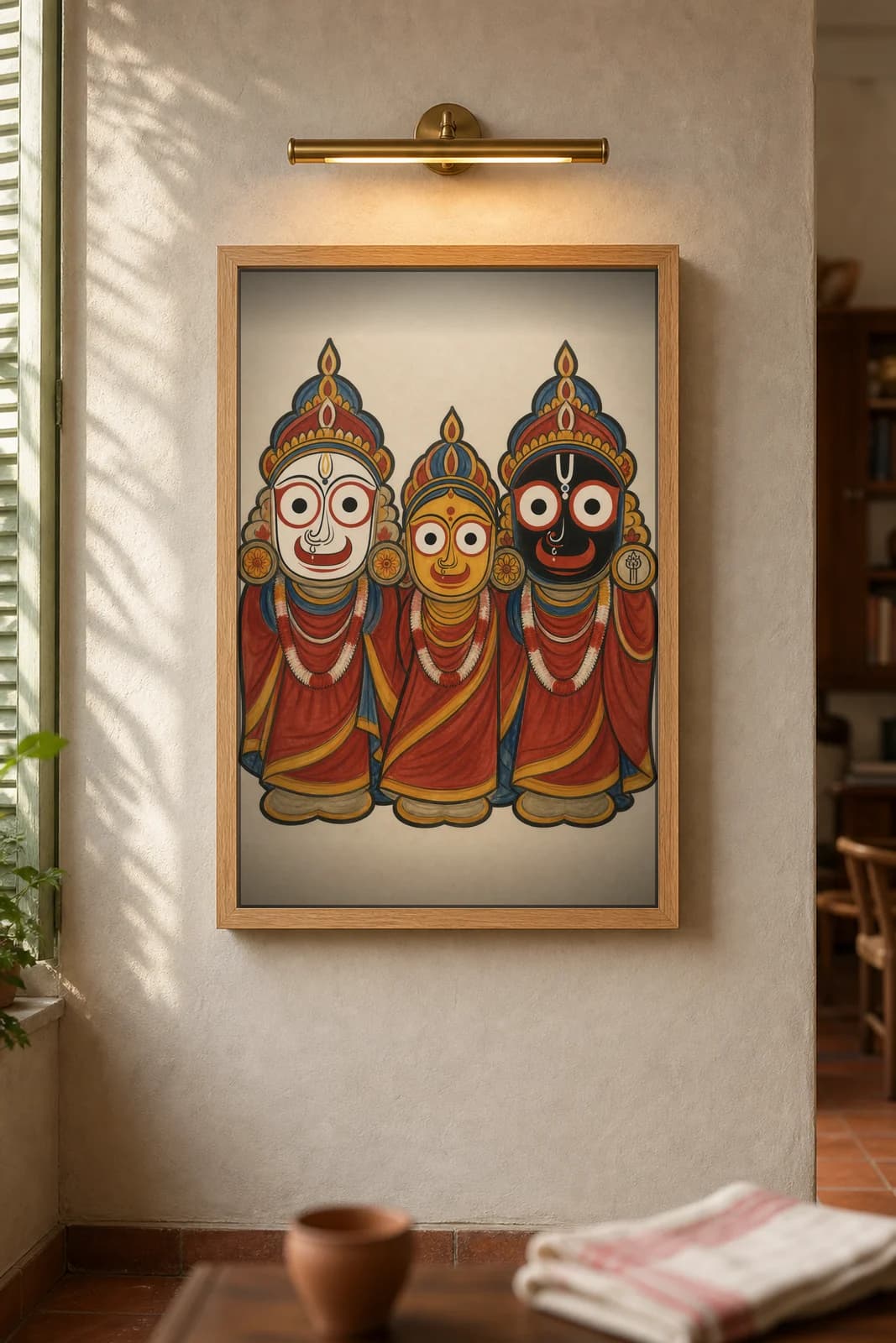 Jagannath Trio — framed museum print, Kalighat