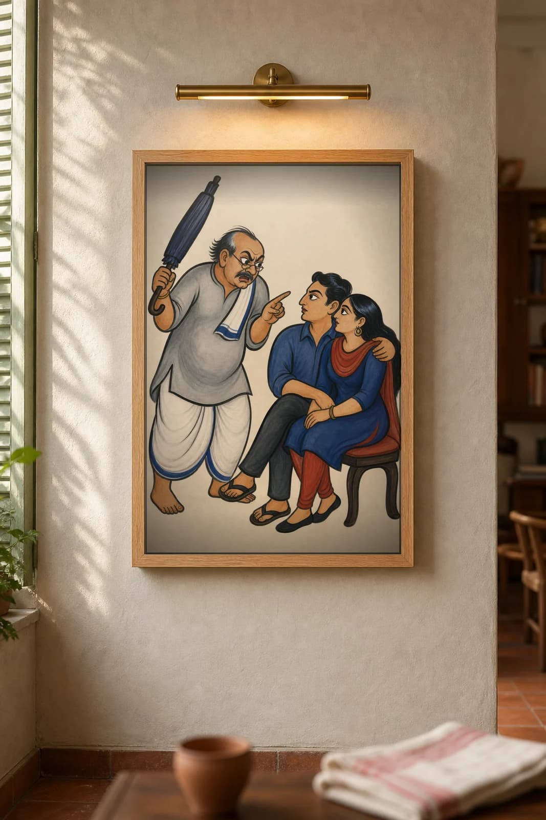 The Moral-Police Jethu — framed museum print, Kalighat