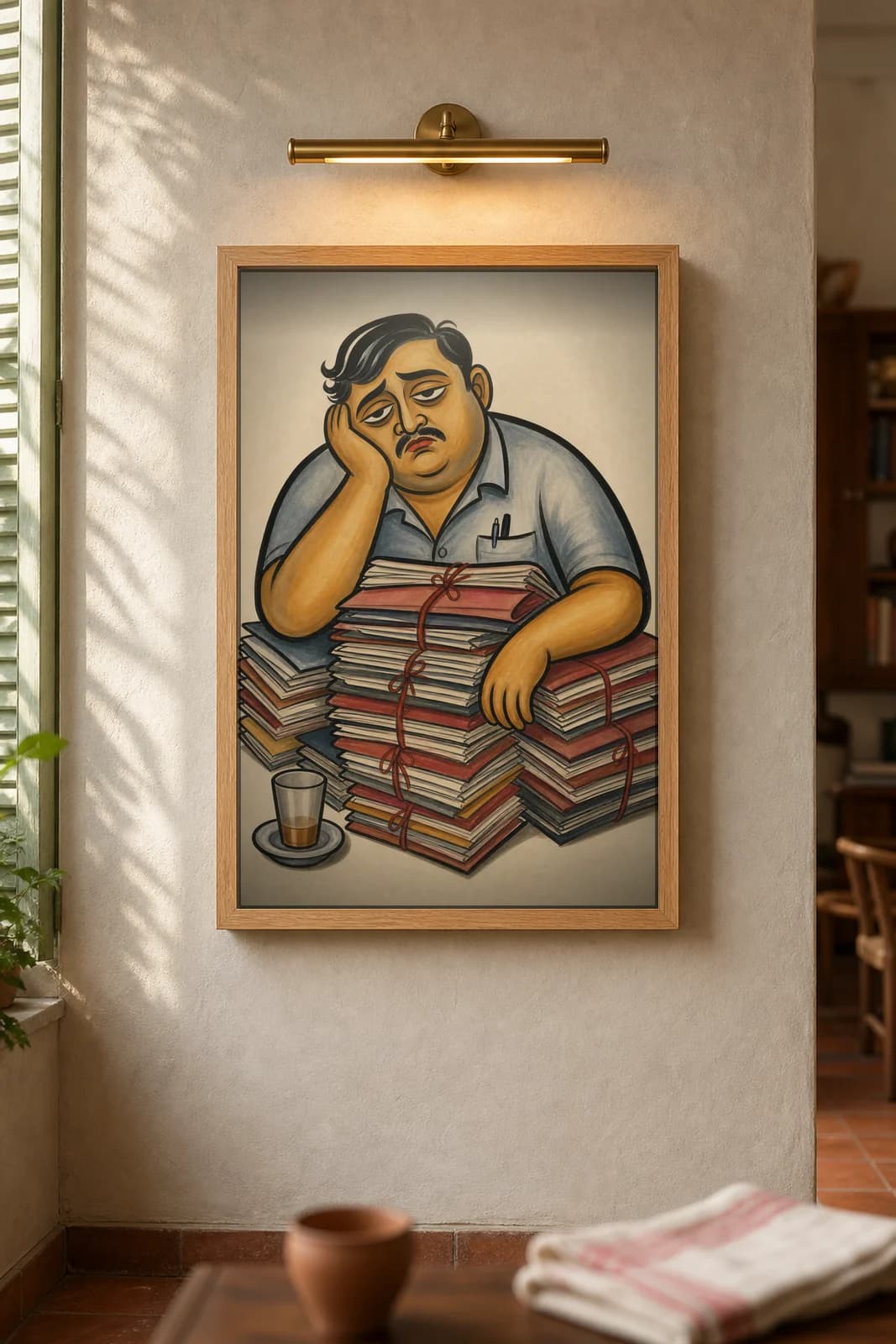 The Office Babu — framed museum print, Kalighat
