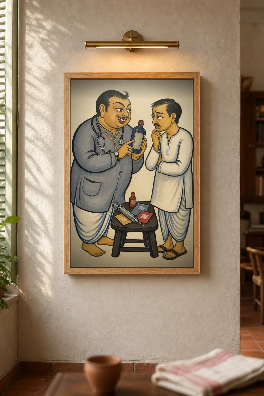 The Hature Daktar — framed museum print, Kalighat