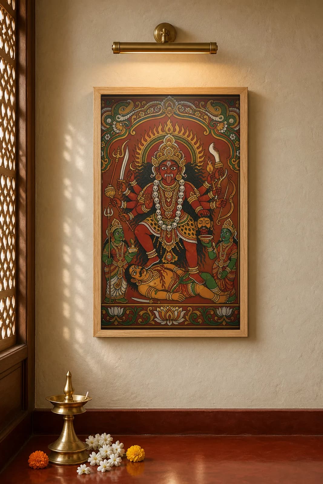 Bhadrakali — framed museum print, Kerala Mural