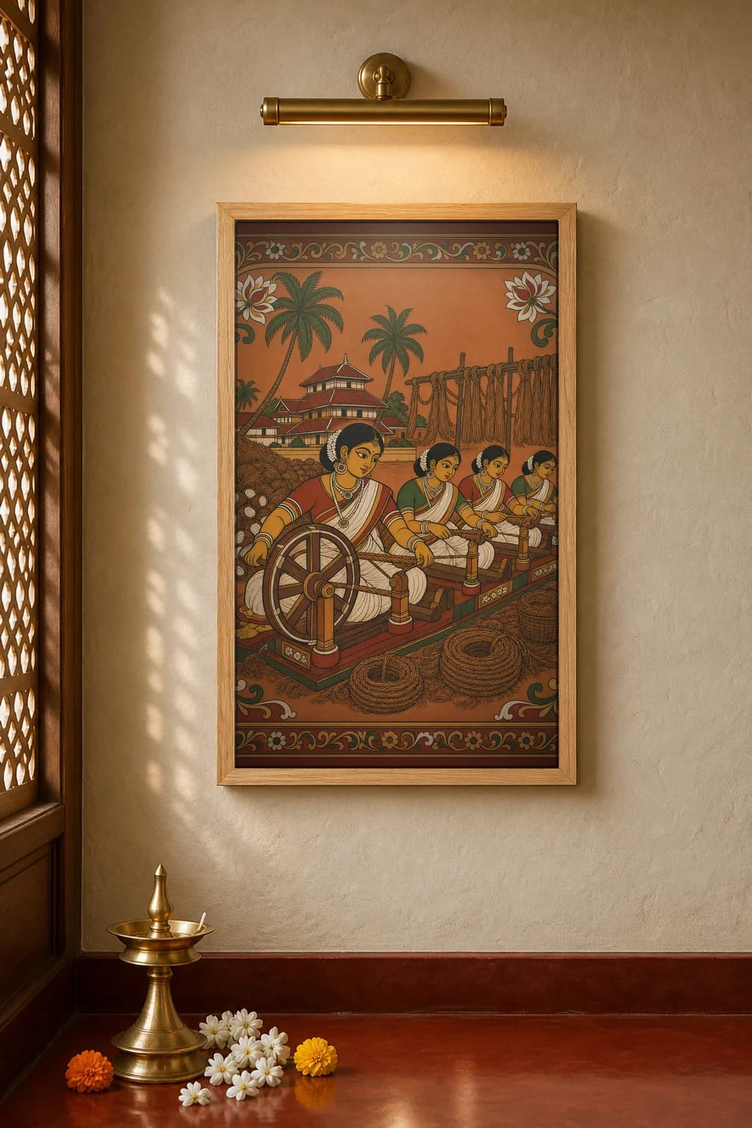 Coir Yard — framed museum print, Kerala Mural