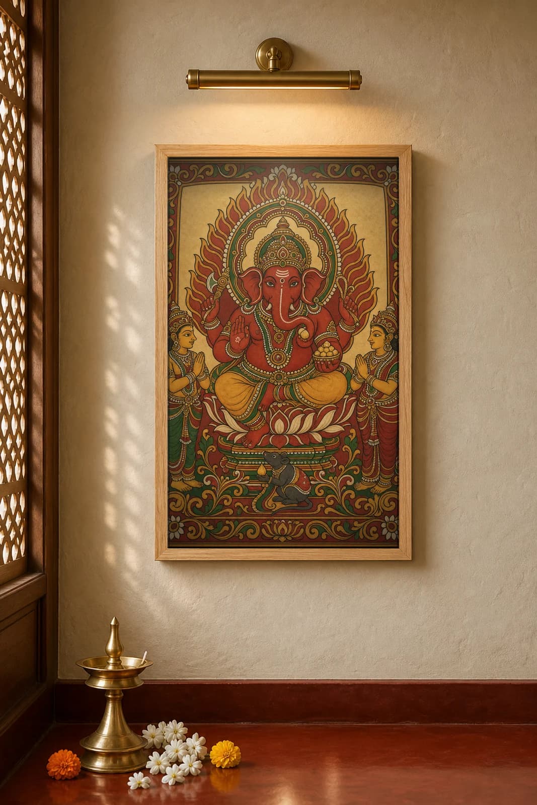 Ganapati — framed museum print, Kerala Mural