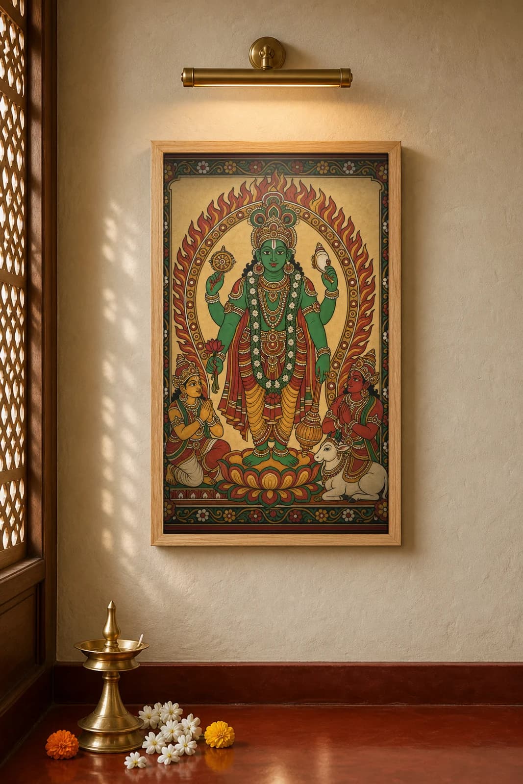 Guruvayurappan — framed museum print, Kerala Mural