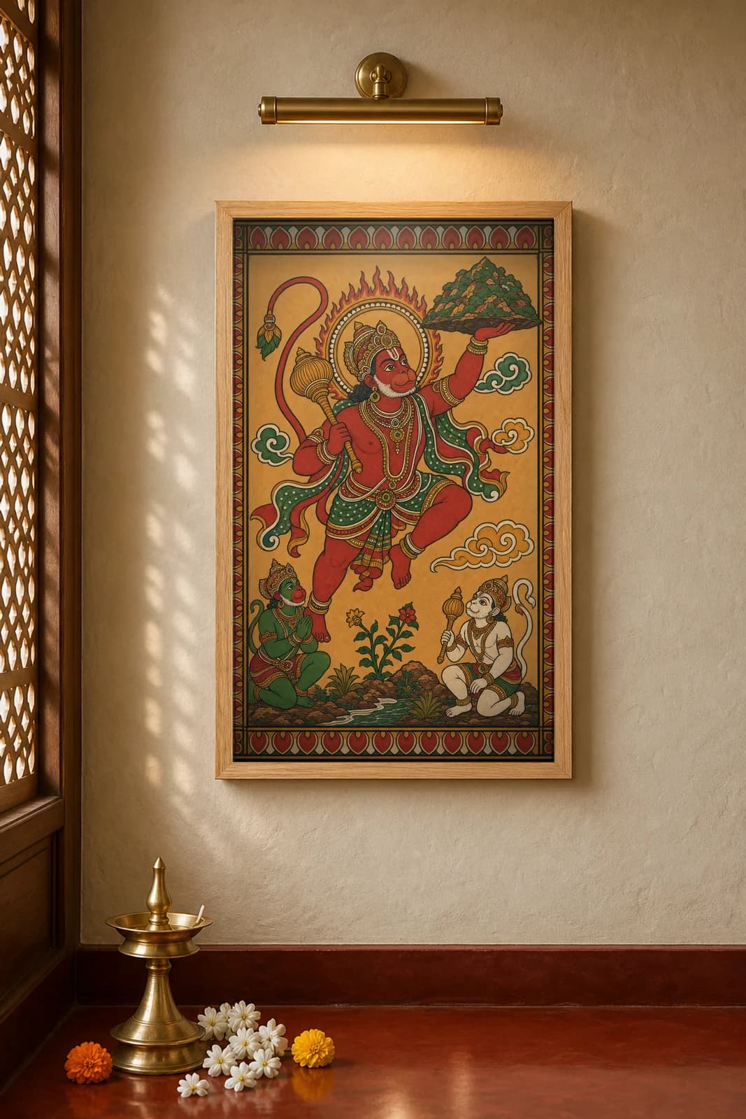Hanuman — framed museum print, Kerala Mural