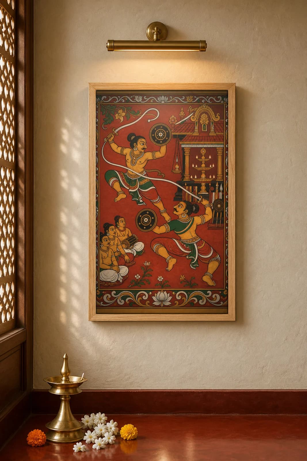 Kalaripayattu — framed museum print, Kerala Mural