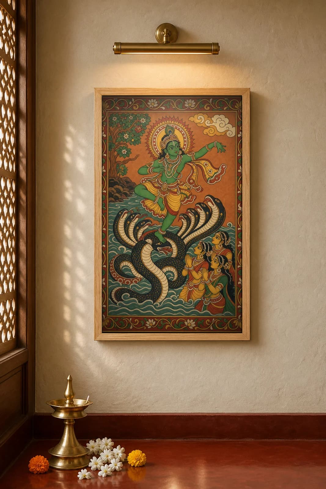 Kaliya Mardana — framed museum print, Kerala Mural