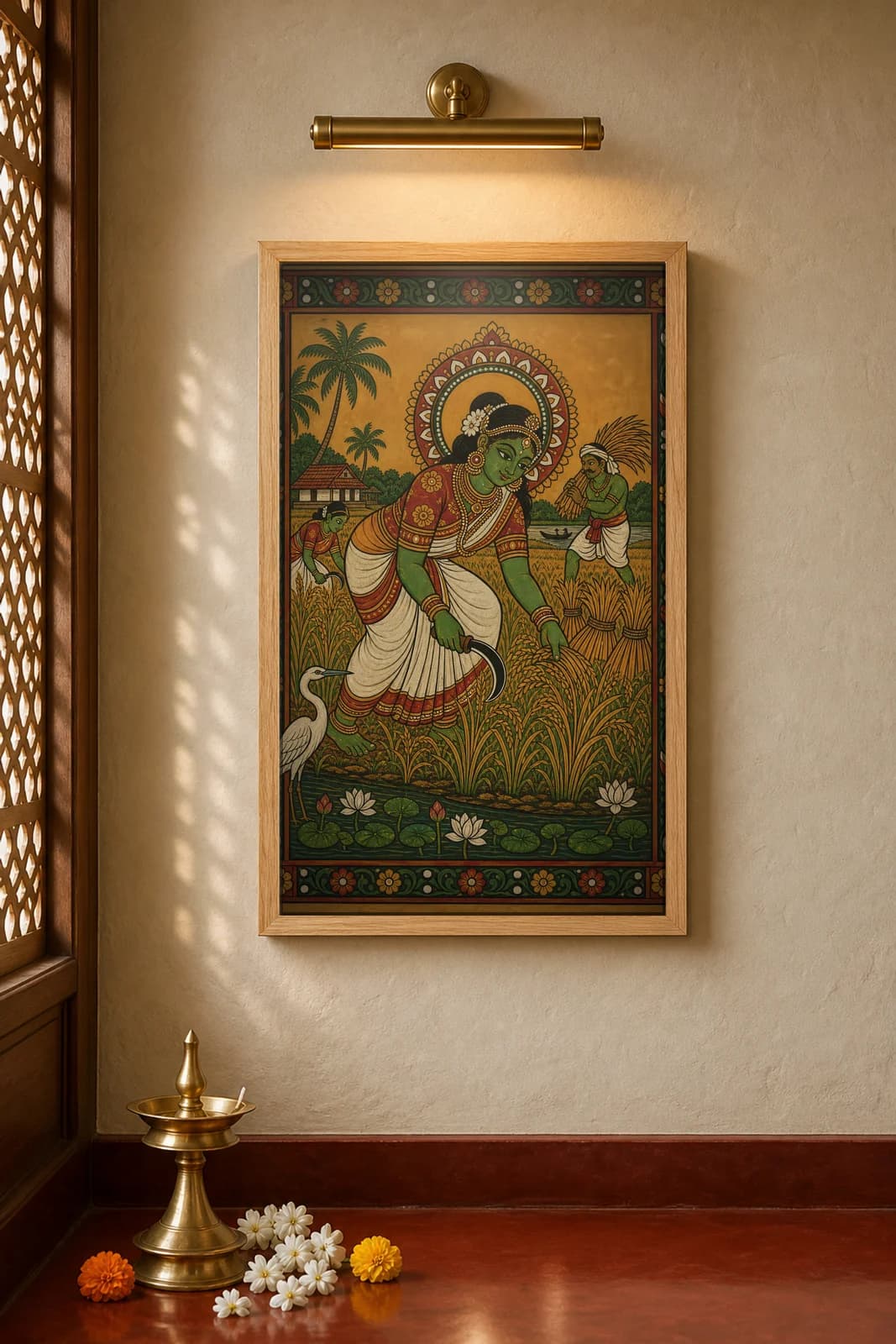 Koythu — The Kuttanad Paddy Harvest — framed museum print, Kerala Mural