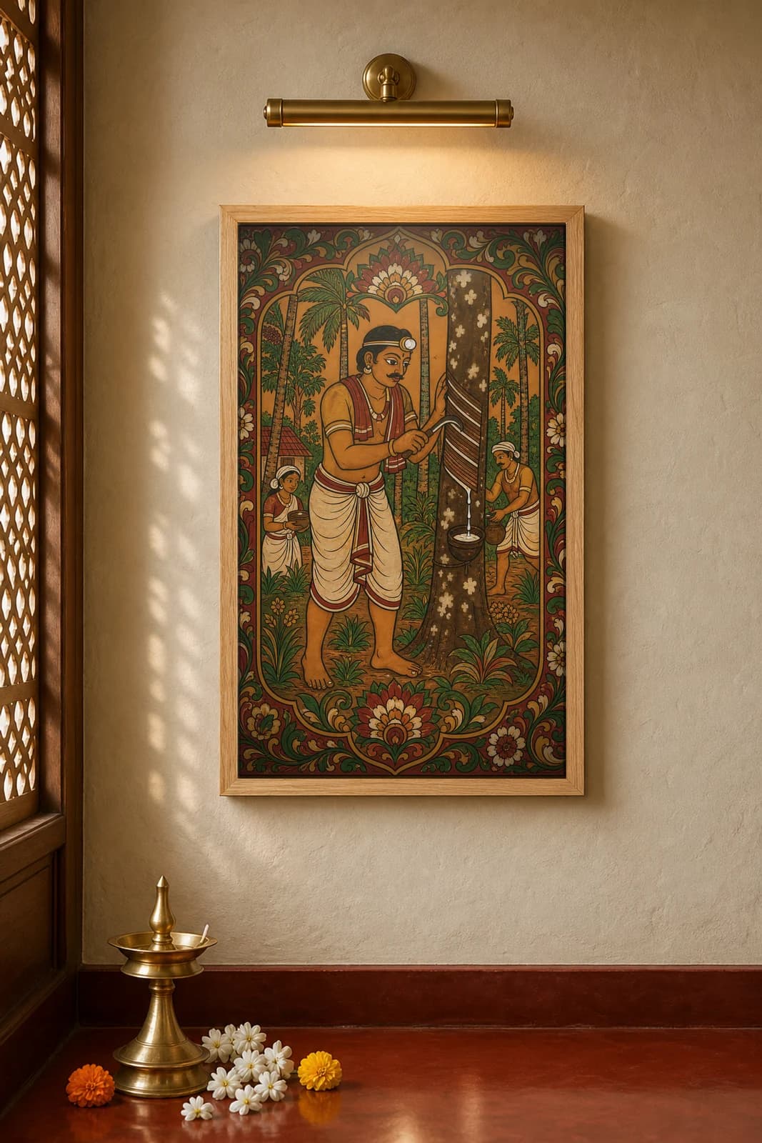 Rubber Tapper — framed museum print, Kerala Mural