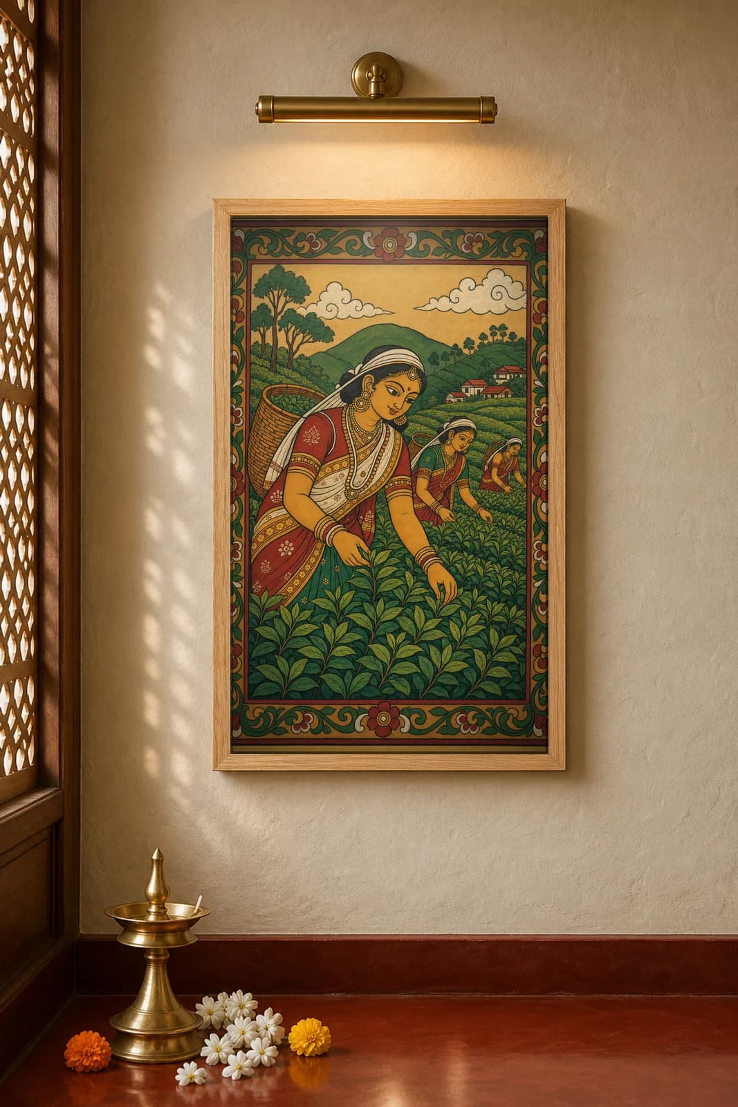 Tea Pickers — Munnar — framed museum print, Kerala Mural