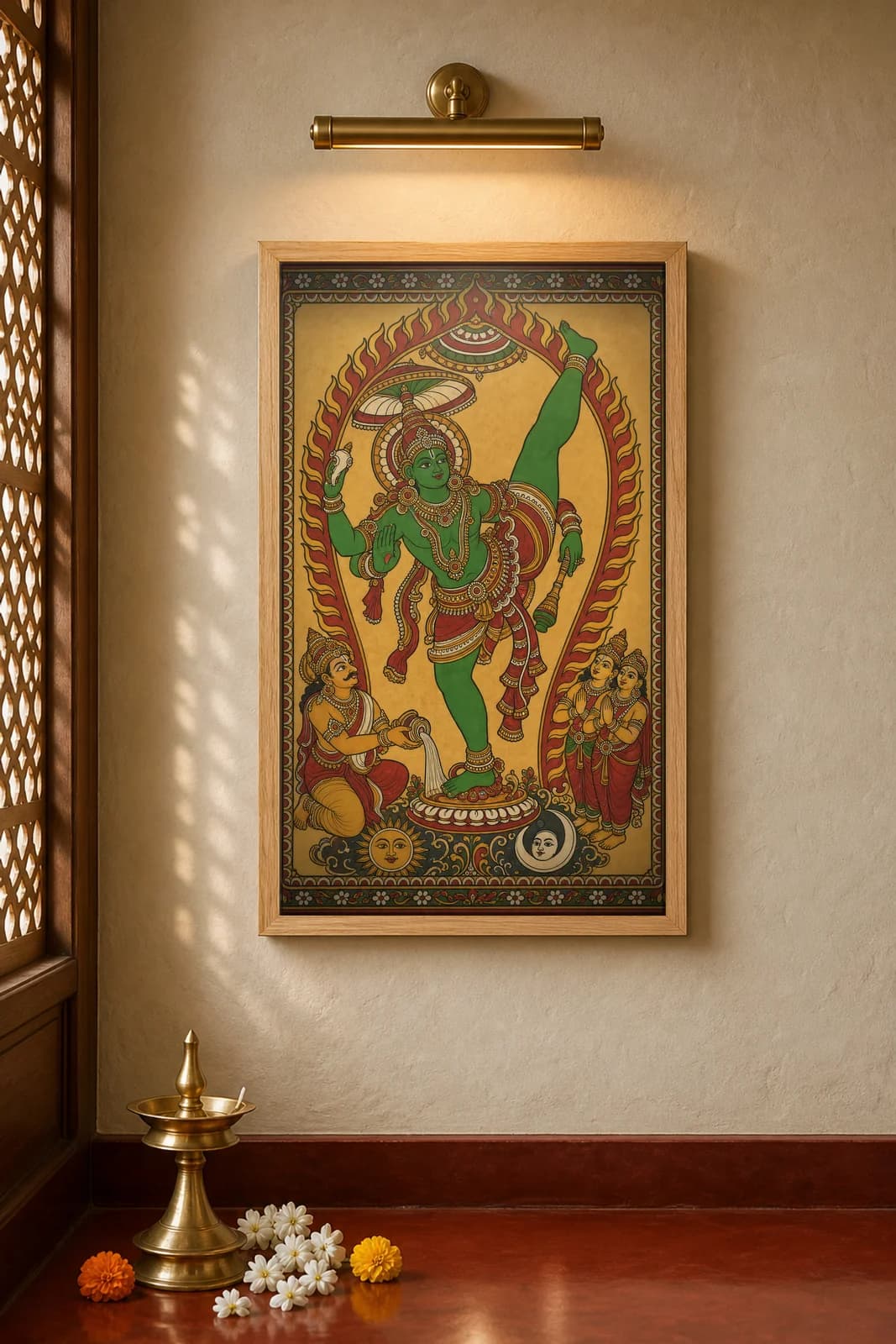 Trivikrama — framed museum print, Kerala Mural