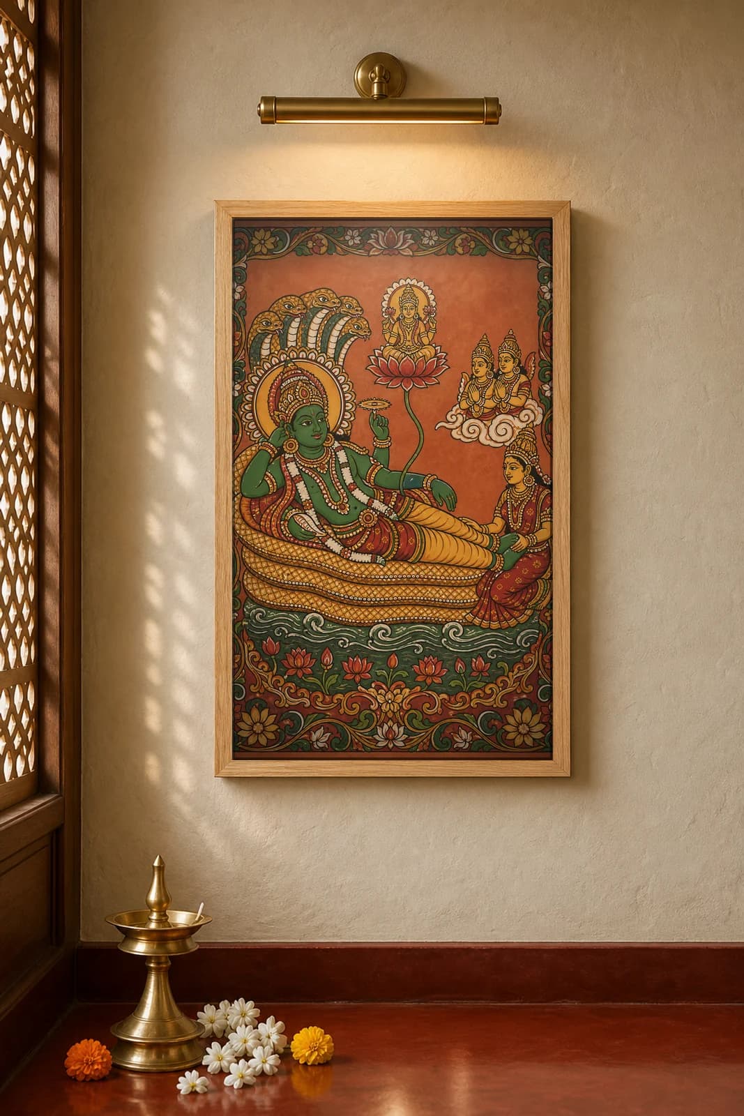 Anantashayana — framed museum print, Kerala Mural