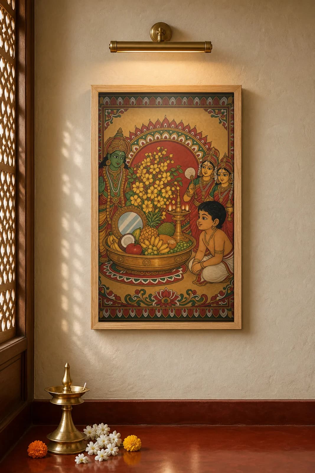 Vishu Kani — framed museum print, Kerala Mural
