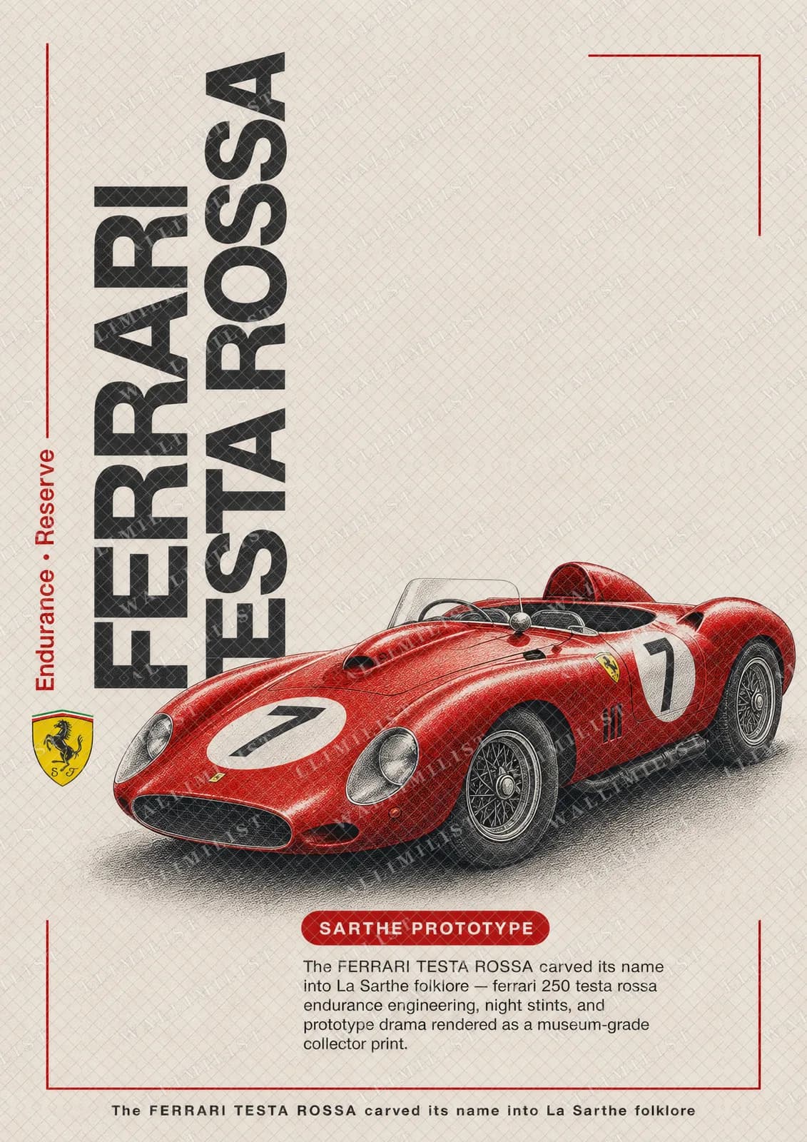 Actual watermarked print of Ferrari 250 Testa Rossa