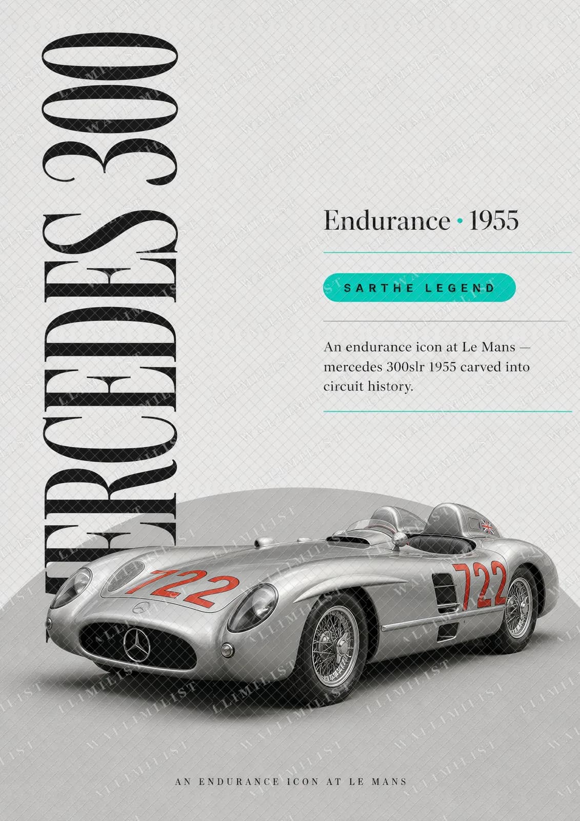Actual watermarked print of Mercedes 300 SLR