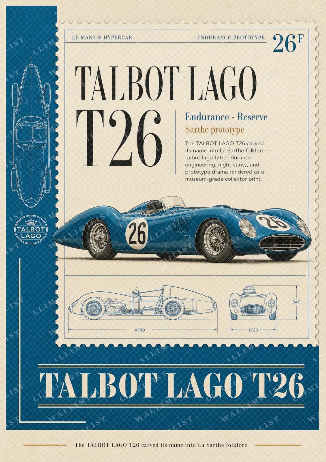 Actual watermarked print of Talbot-Lago T26