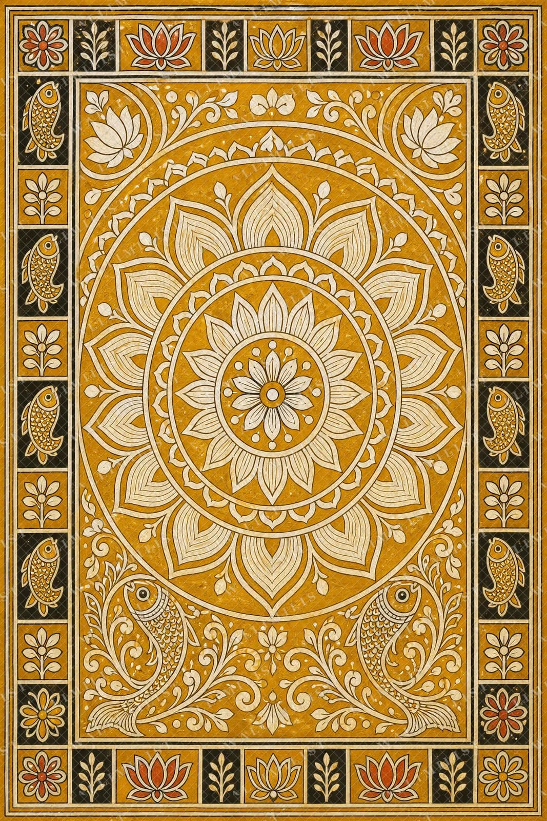Actual watermarked print of Aripana Floor Lotus