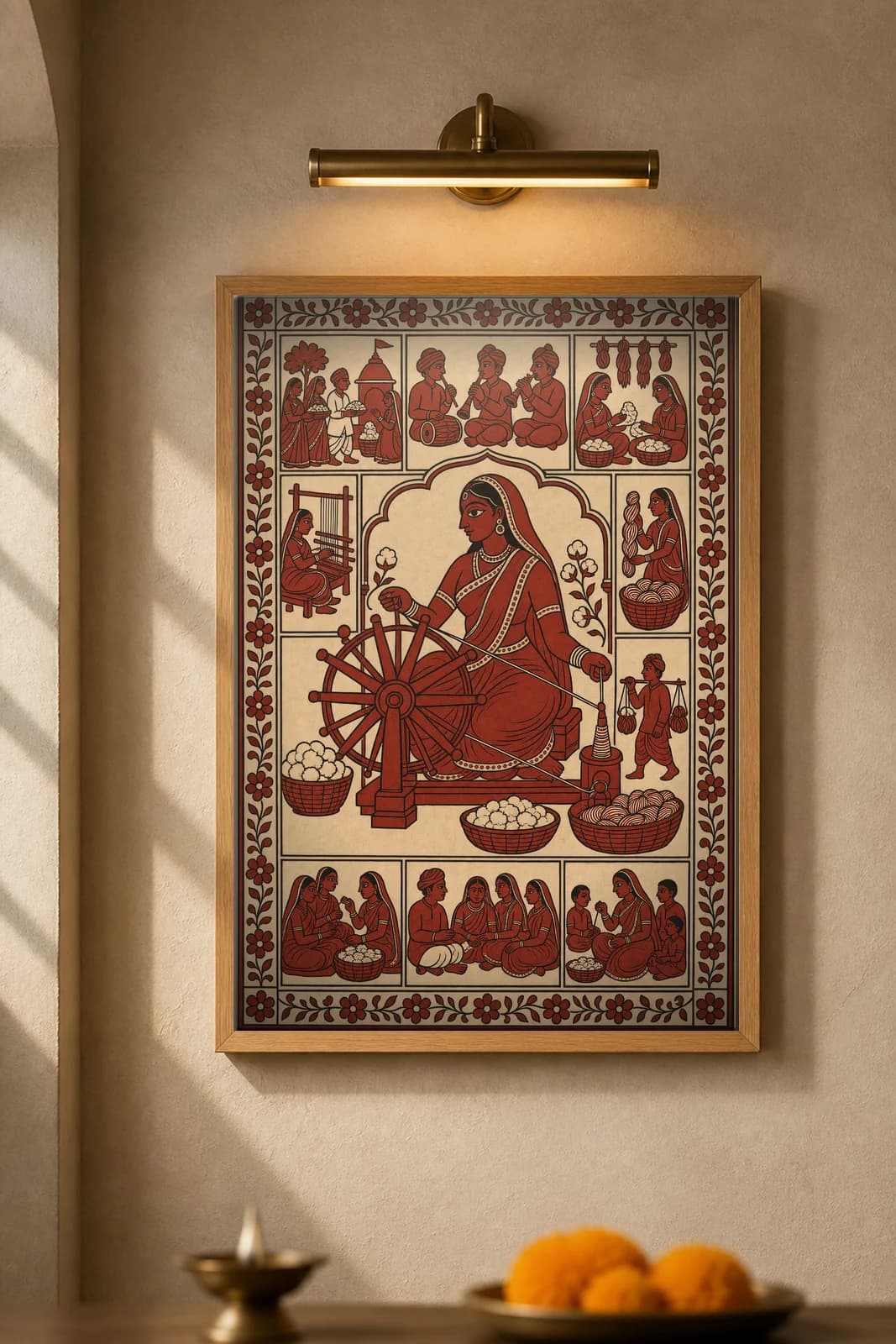 The Charkha — framed museum print, Mata Ni Pachedi
