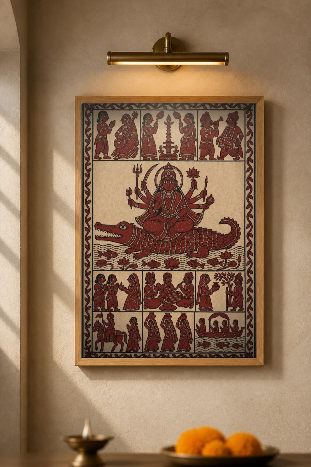 The Crocodile — Khodiyar's Vahana — framed museum print, Mata Ni Pachedi