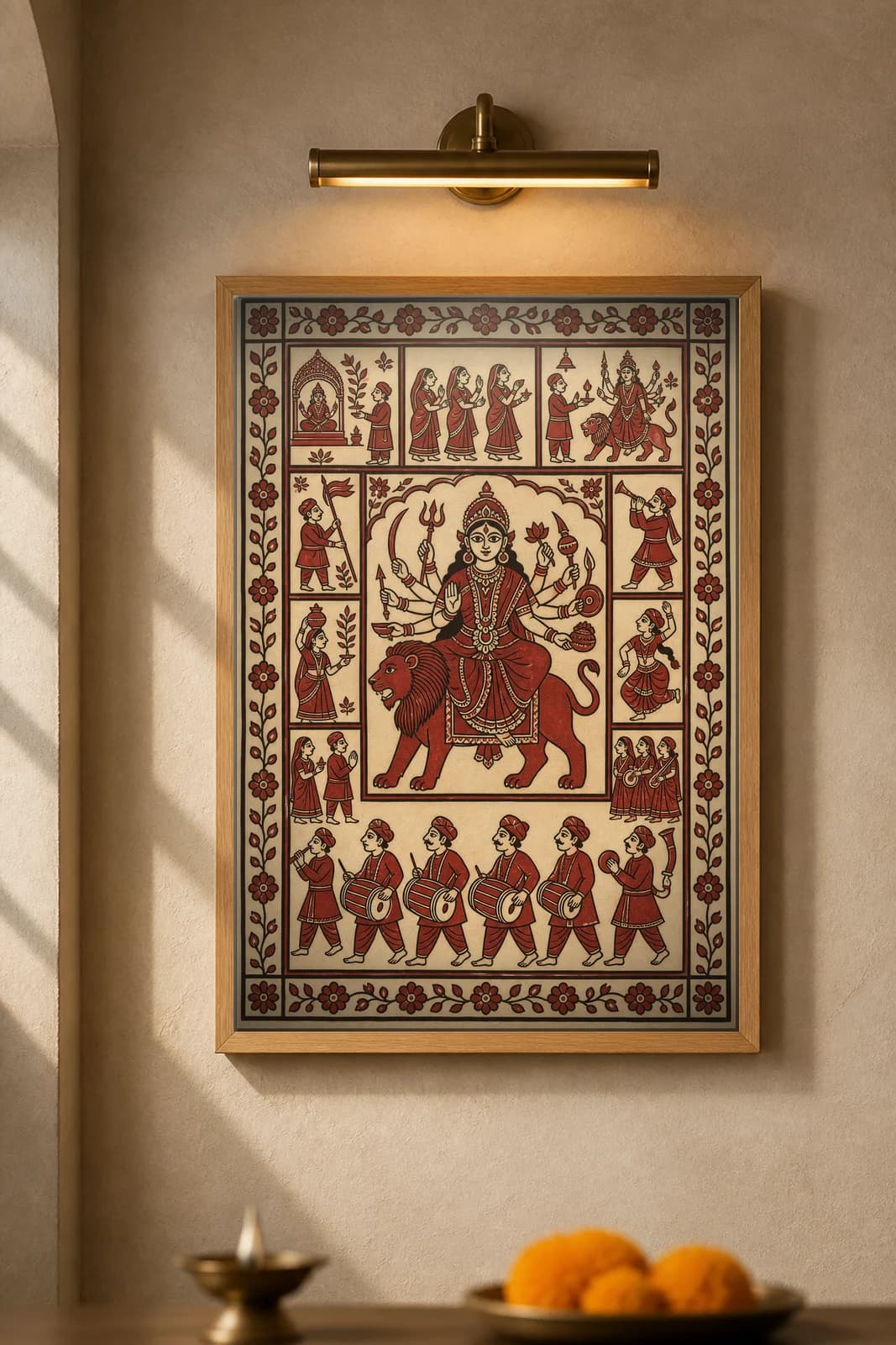 The Dhol Drummers — framed museum print, Mata Ni Pachedi
