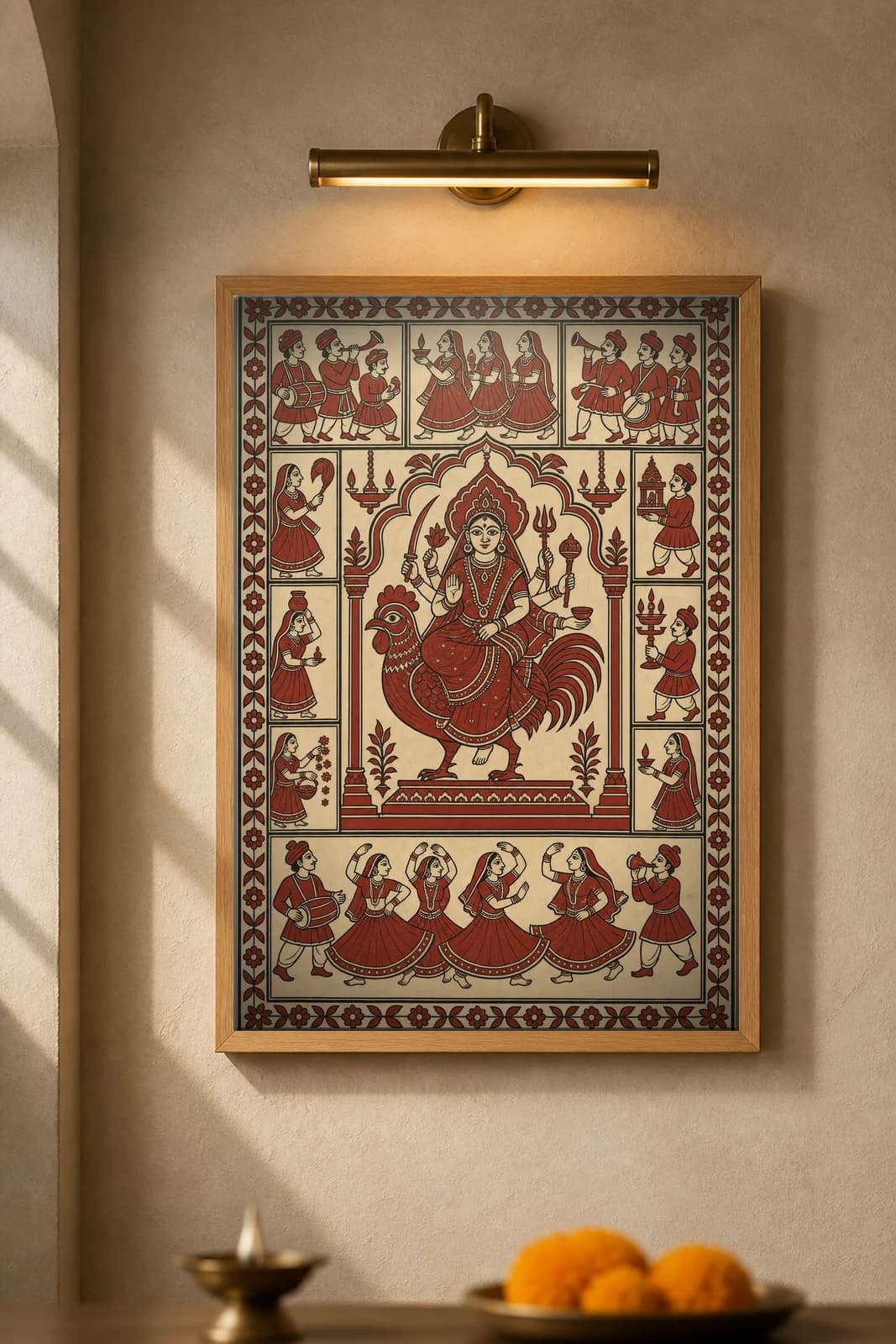 Ritual Dancers Before the Shrine — framed museum print, Mata Ni Pachedi