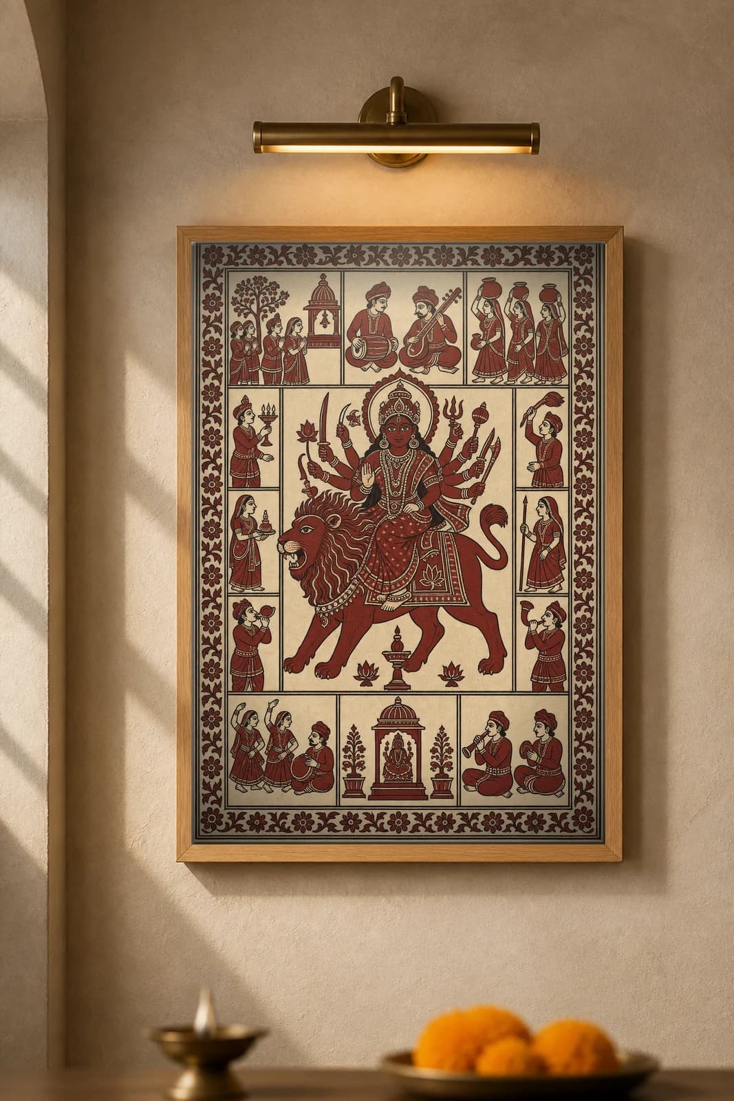 The Lion Vahana — framed museum print, Mata Ni Pachedi