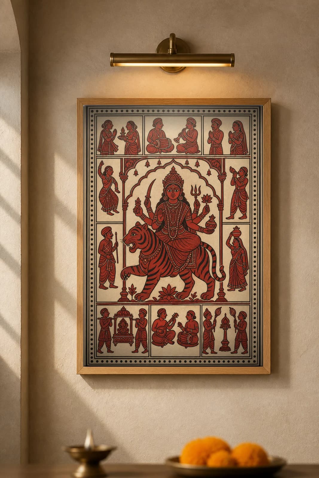 The Tiger Vahana — framed museum print, Mata Ni Pachedi