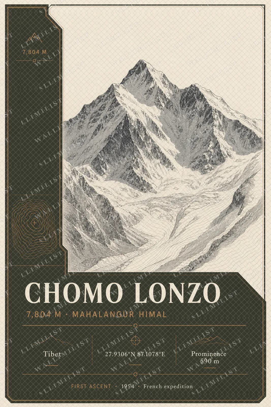 Actual watermarked print of Chomo Lonzo — Mountain Peaks