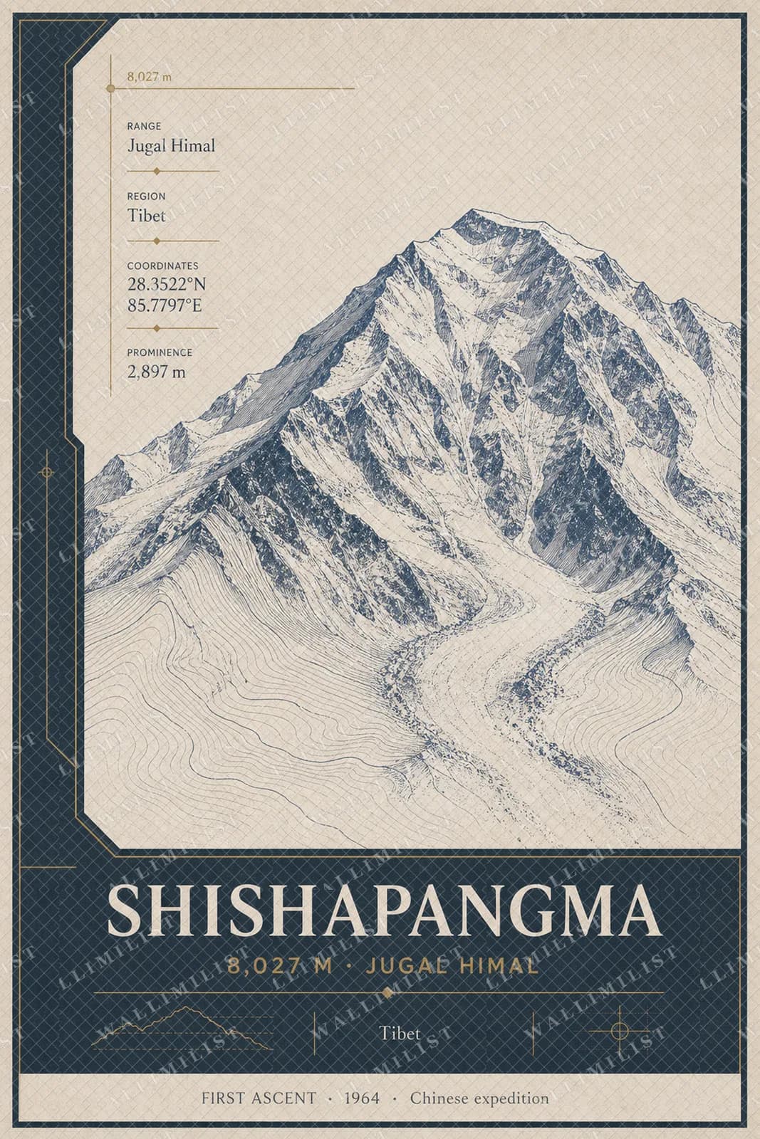 Actual watermarked print of Shishapangma — Mountain Peaks