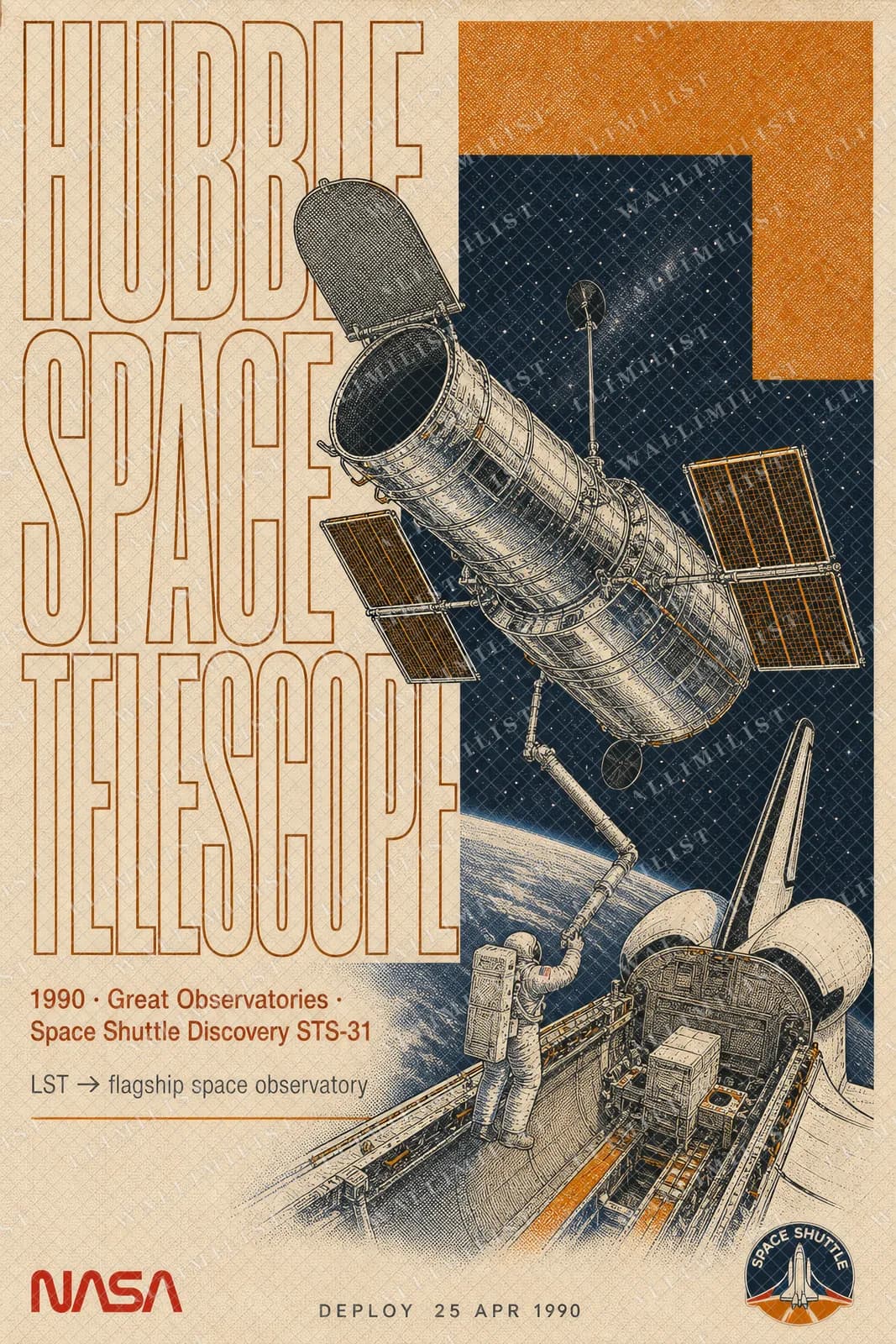 Actual watermarked print of Hubble Space Telescope — NASA Heritage Collector
